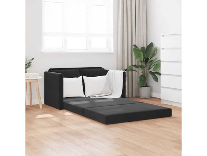 KTHLBRH Schlafsofa 2-in-1, Schwarz, 122 x 204 x 55 cm, Samt Gestell aus Metall, Schaumstoff, Kapazität 110 kg, mit Kissen, für Wohnzimmer, Schlafzimmer, Büro
