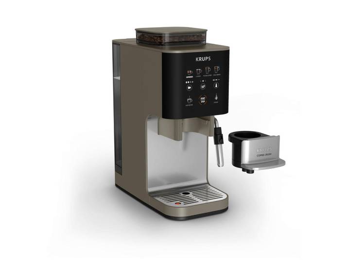 Krups Kaffeevollautomat Coffee Crush, Beigebraun, Kunststoff, 18.5x41x38.5 cm, Brüheinheit entnehmbar, Einfüllschacht für gemahlenen Kaffee, Wassernachfüllanzeige, Entkalkungsanzeige, Küchengeräte, Kaffeemaschinen & Zubehör