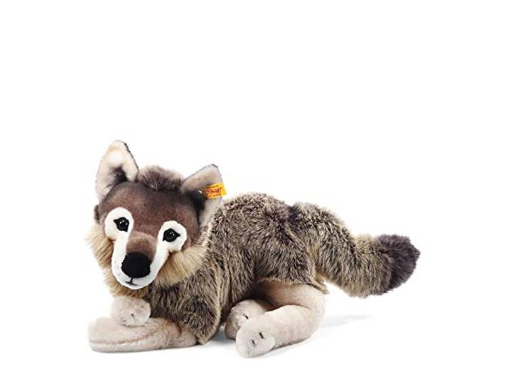 Steiff Snorry Schlenker Wolf - 40 cm - Kuscheltier für Kinder - Plüschtier - weich & waschbar - grau/braun (069284), Dunkelgrau