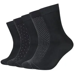 5er Pack camano Soft Patterned Minimal Crew Socken Herren 9997 - black mix 43-46