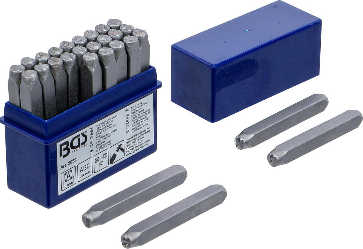 Slagletterset 5 mm voor staal en ijzer met verdiept oppervlak en dieptebegrenzing