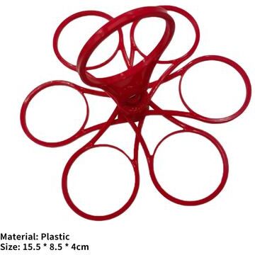Market Central Portable Folding Cup Holder Six Cup Drink Carrier Rotating Party Coffee Organizer red
