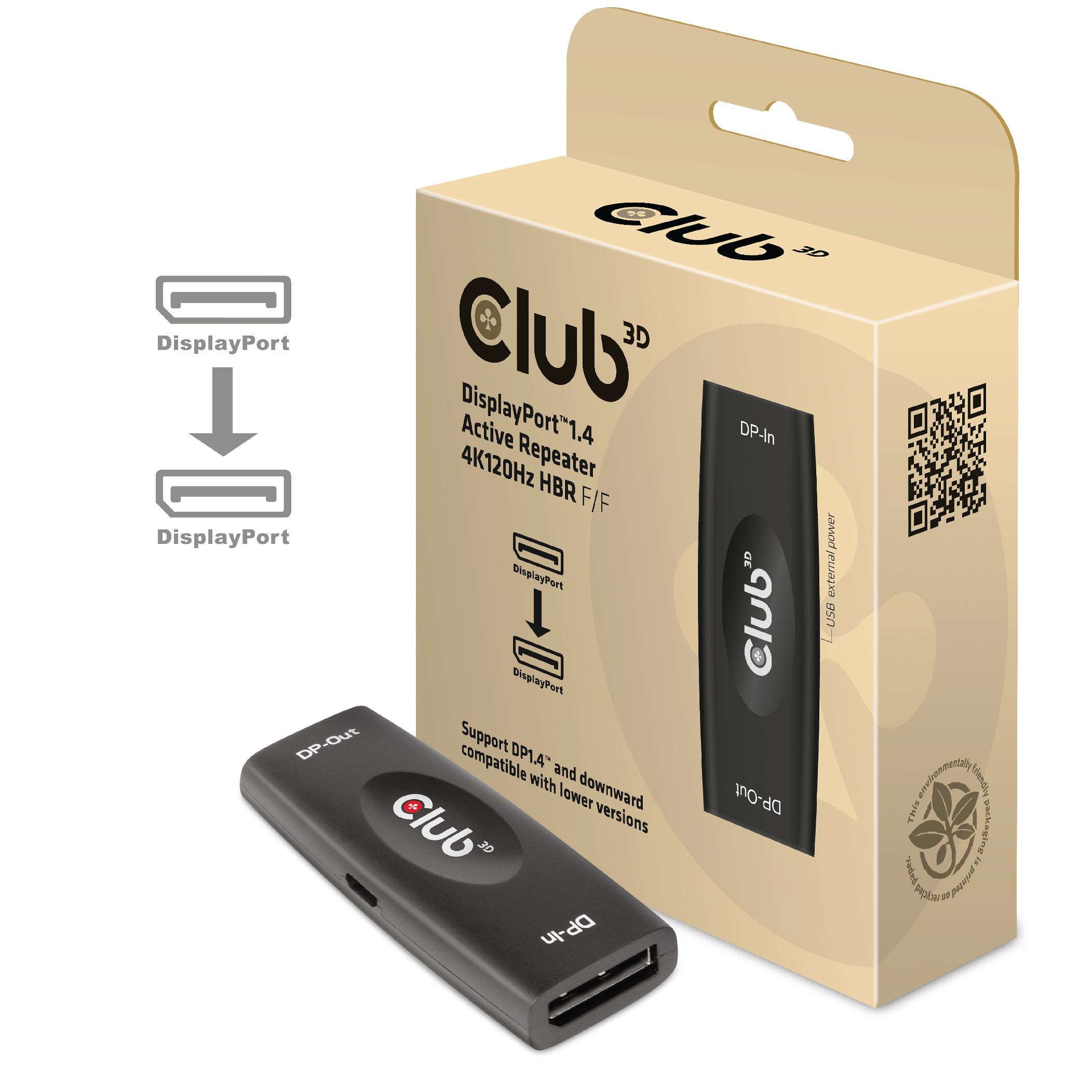 Club3D Club 3D CAC-1007 DisplayPort™ 1.4 Active Repeater 4K120Hz HBR3 F/F