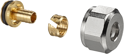 Oventrop Ofix K Klemmringverschraubung 1016870 12x2mm, 2-fach, für G 3/4 AG, ÜM vernickelt
