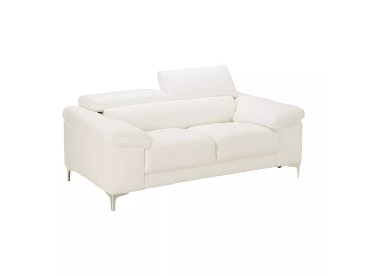 Vente-unique - Ledersofa 2-Sitzer - Weiß - SOLANGE, One Size, Weiss