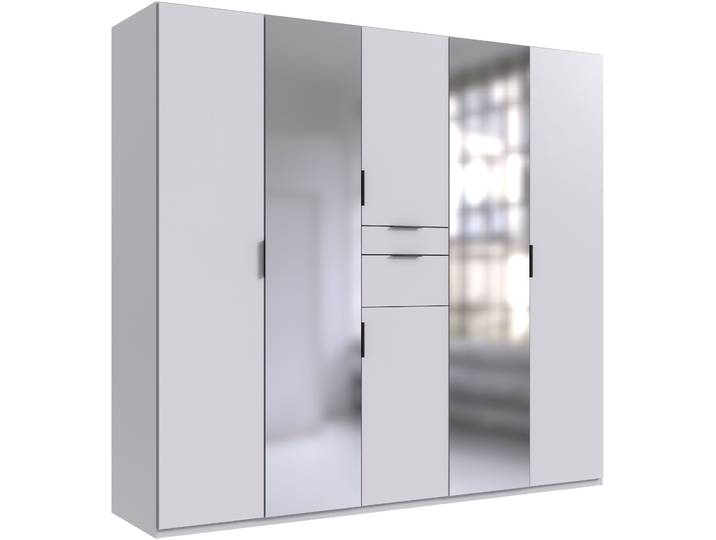 Drehtürenschrank WIMEX Moldau Kleiderschrank mit Spiegel Schlafzimmerschrank , weiss (weiß), B:225cm H:208cm T:58cm, Holzwerkstoff, Schränke, Drehtürenschrank