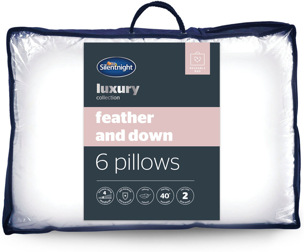 Silentnight Anti Allergy Duck Feather And Down Pillows - 6 Pack White Standard