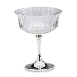 Schale auf Fuß Glas Glas-D: 11,0cm, H 13,5cm, Fuß-D: 7,0cm versilbert Anlaufgeschützt