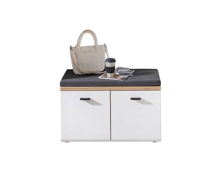 Livetastic Garderobenbank, Weiss, Eiche Artisan, Textil, Holzwerkstoff, Füllung: Polyurethan (Pur), 80x51x40 cm, Garderobe, Garderobenbank
