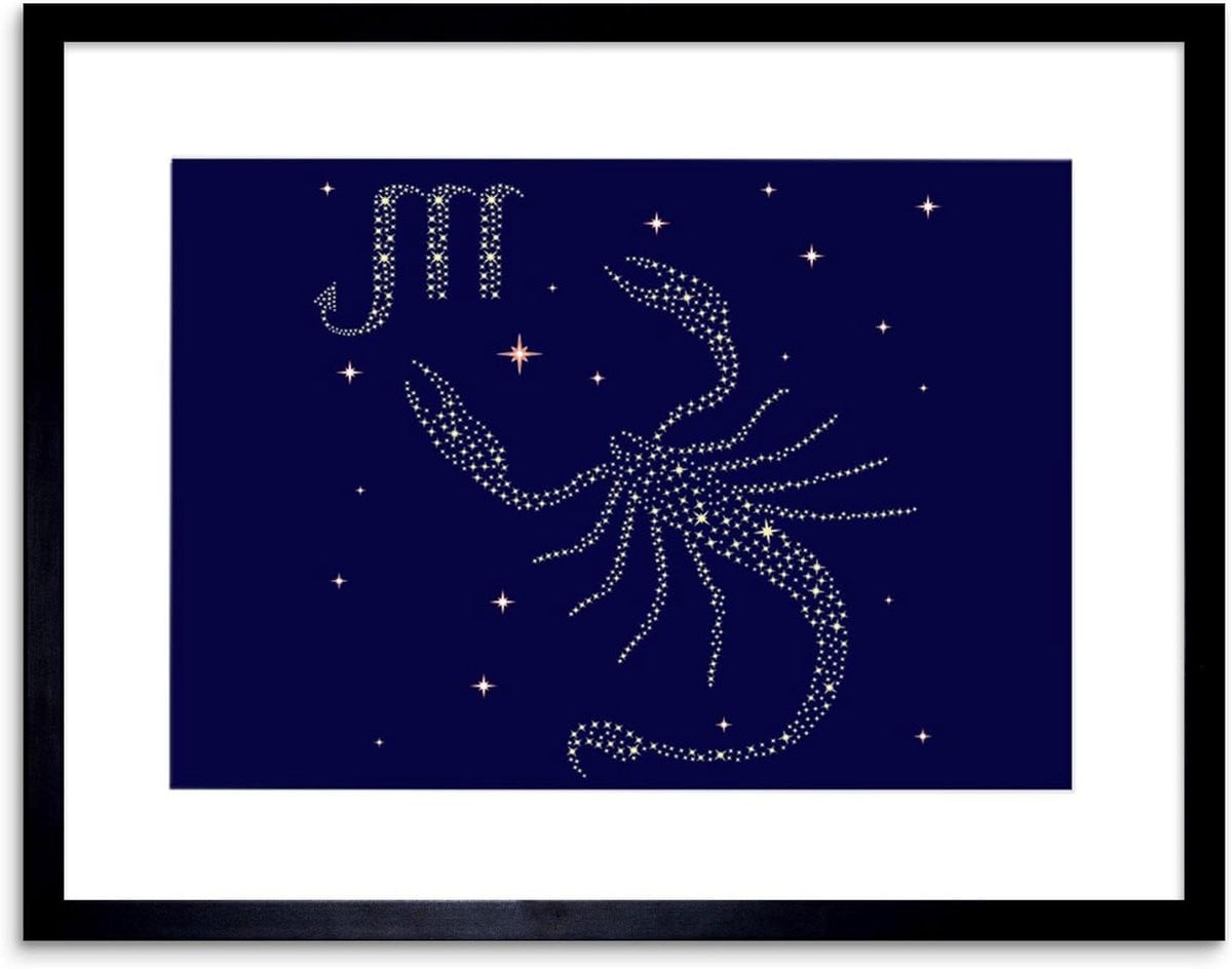 Ingelijste Kunstdruk Wanddecoratie Poster Zwart 30 x 41 cm