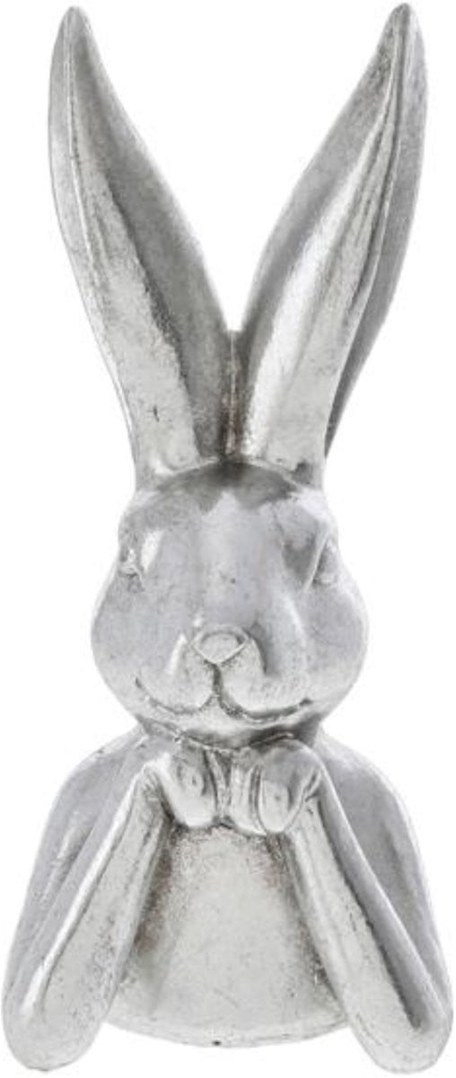 Zilveren paashaas borstbeeld decoratie van polyresin, Hoogte: 15 cm