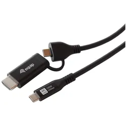 equip Adapter USB-C->USB-C+HDMI 4K/ 60Hz 1.00m Alu. (HDMI), Video Adapter, Schwarz