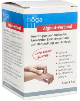 höga Alginat-Verband 8 cm x 3 m kühlender Zinkleimverband