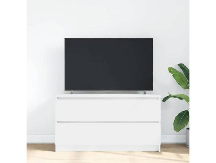 Cabinet TV - Organisateur salon - Blanc - Meuble TV blanc 100x35x54 cm bois d'ingénierie - Cadre durable_23.75kg_45382