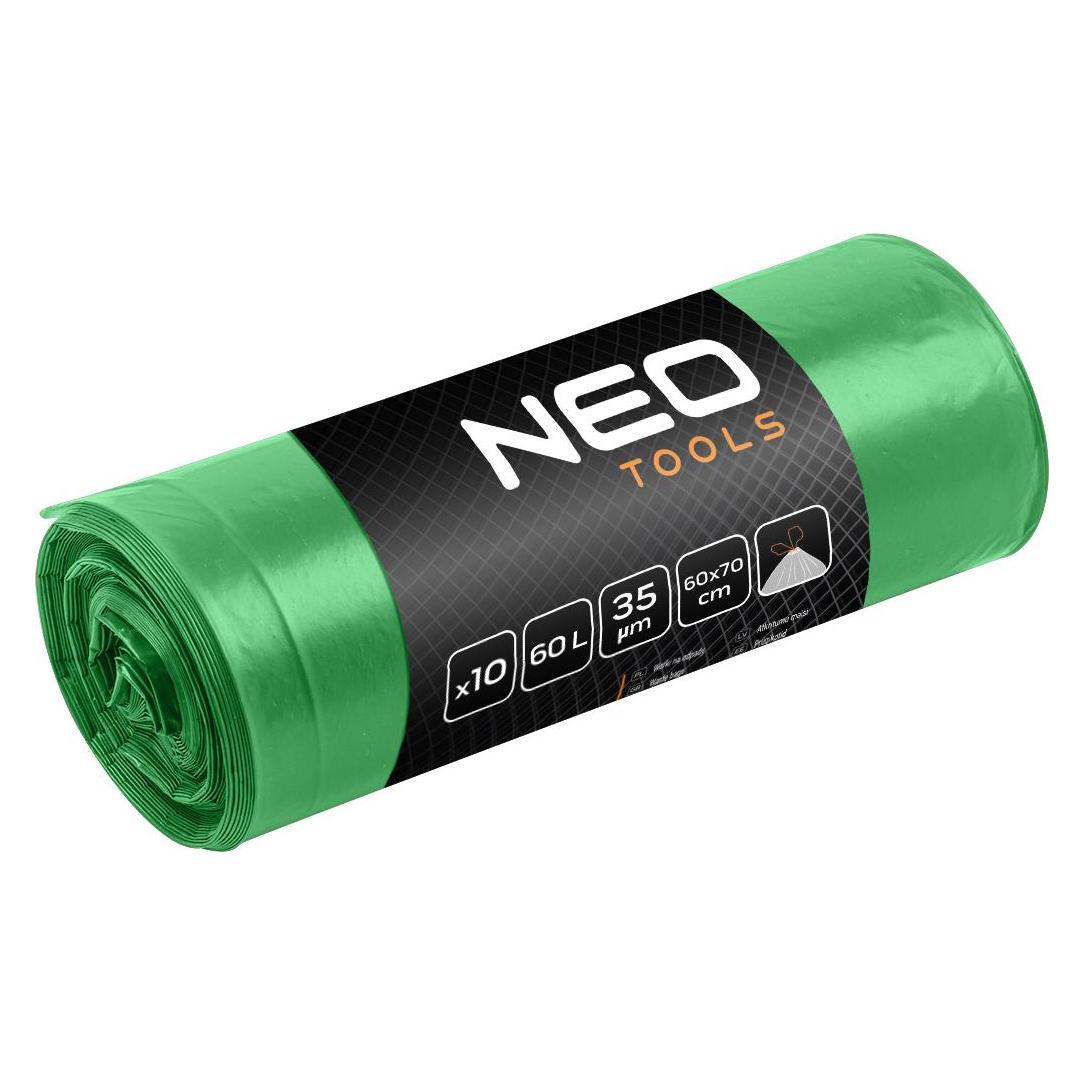 Neo Abfallsäcke 60 L, grün mit Band, 35 mic, 10 Stück. (10x, 60 l) (52410666)