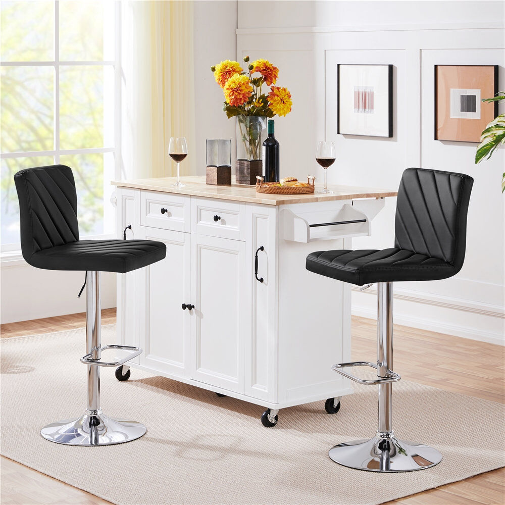 Yaheetech Height Adjustable Swivel Bar Stool Black 44cm W X 48cm D