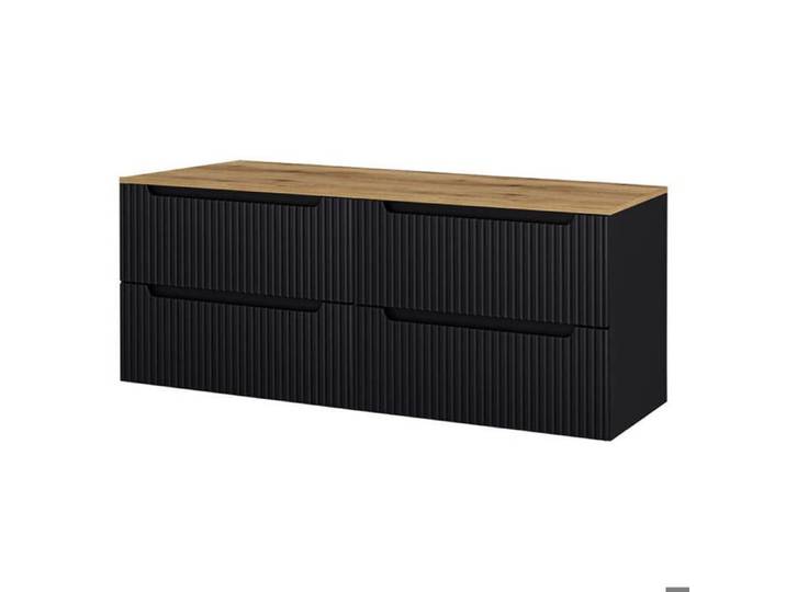 Meuble double vasque Newport 161 x 60 x 40 cm noir effet chêne