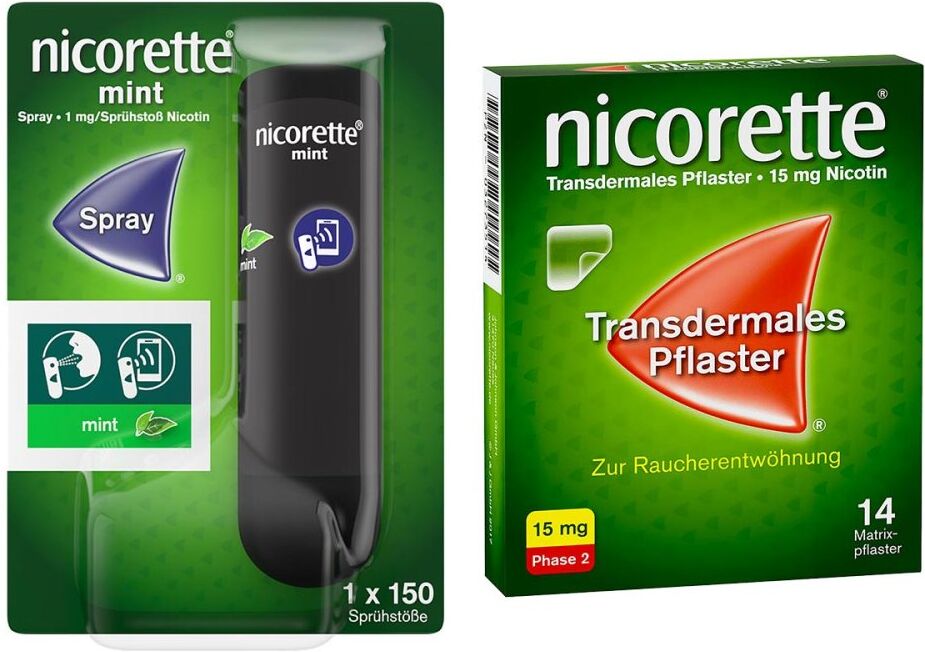 nicorette® mint Nikotinspray + Tx Pflaster 15 mg Nikotin