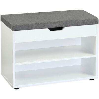 Schuhschrank KESPER "KESPER Schuhschrank mit Sitzkissen, FSC", weiß, B:60cm H:45cm T:30cm, FSC-zertifizierter Holzwerkstoff, Schränke, Schuhschrank, mit Klappe / zusätzliches Stauraumfach