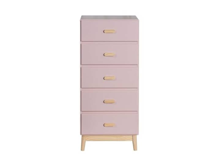 Rebecca Mobili Kommode für Kinder, Kommode mit 5 Schubladen, Rosa Braun, Kiefern MDF, Skandinavisches Design, Platzsparend - Maße HxBxT: 115 x 50 x 40 cm - Art. RE6981