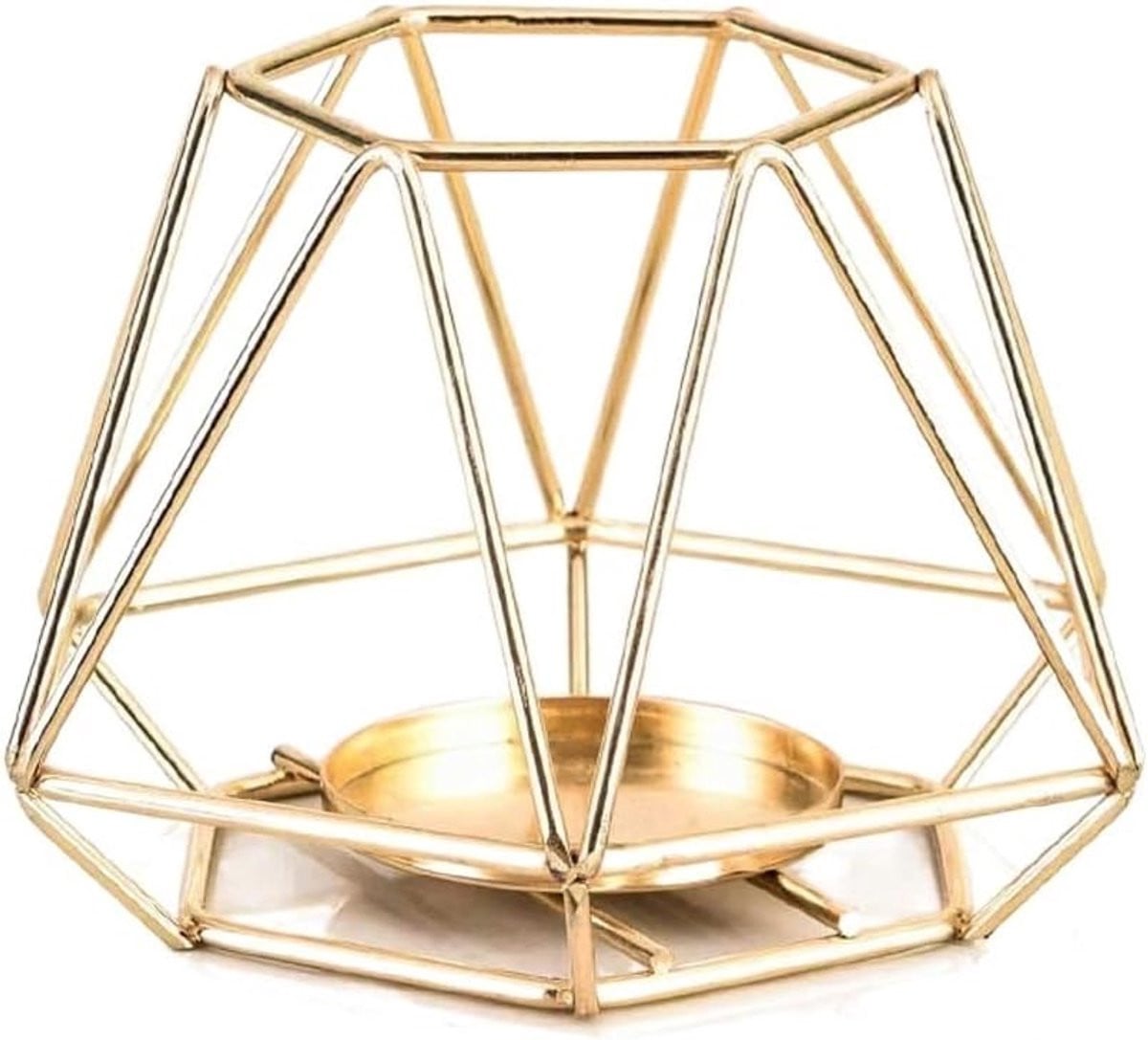 Gouden geometrische kandelaar van metaal voor theeelichtjes