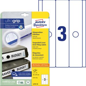 Zweckform Avery  L4757-25 63 x 297mm Rückenschilder, 75 Stück