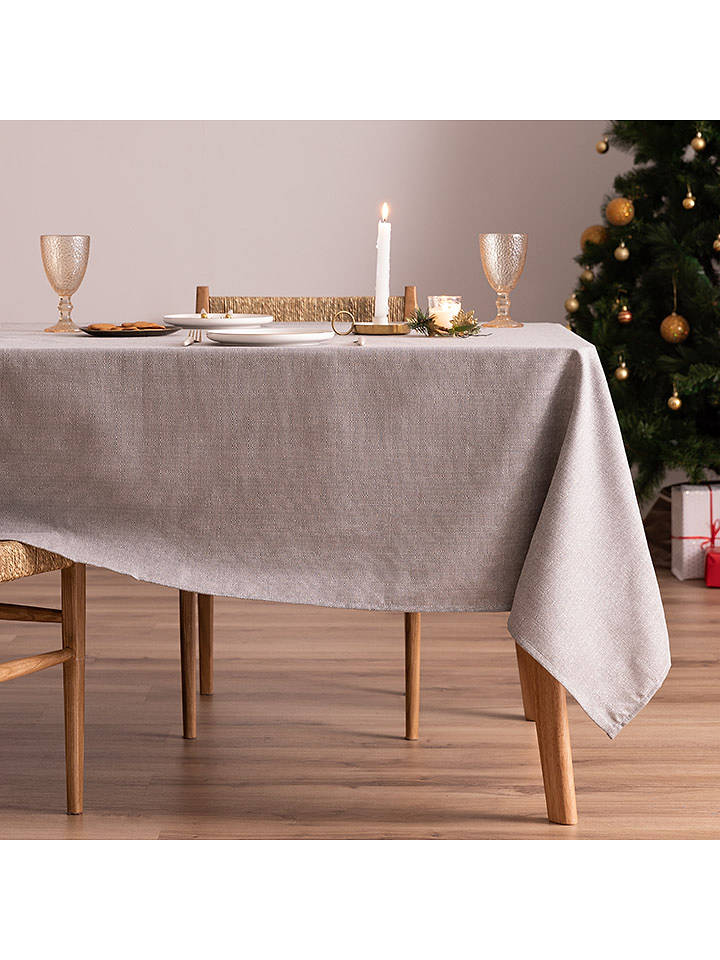 mint Deco Tischdecke "Christmas Evolet" in Hellgrau - 155x100 cm