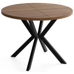 ESSTISCH Valeo runder ausziehbarer, Walnuss Braun 120-200/120/76 cm
