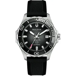 Bulova Marine Star Automatik Schwarz Kunststoffband Herrenuhr 98B465