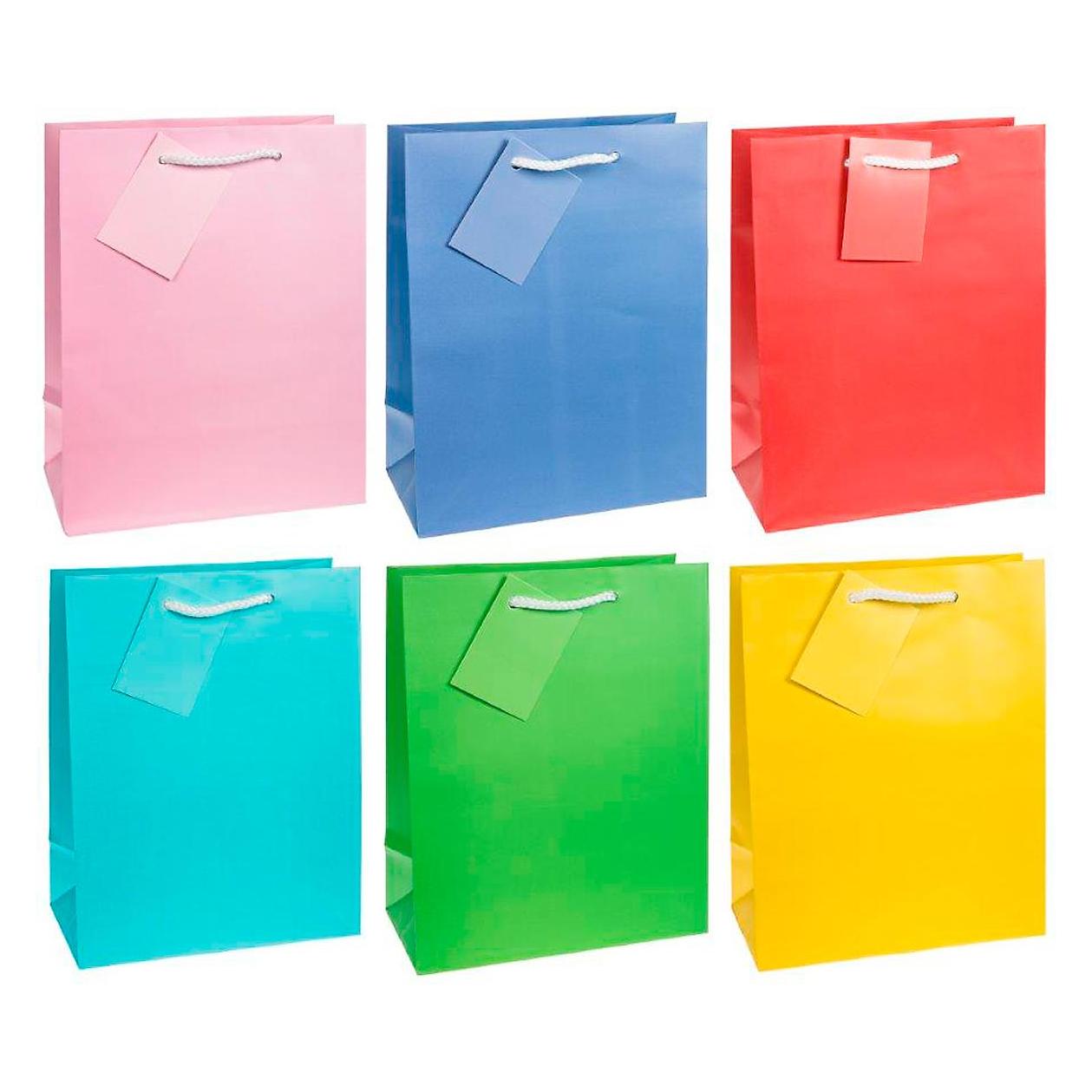 Tsi Geschenktüte "Trendfarben", Format A5, mit Tragekordel & Beschriftungsschild, B 180 x T 100 x... (12x) (86011 TRENDFARBEN)