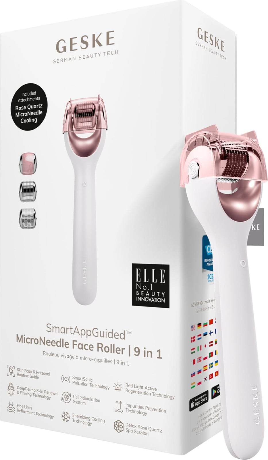 Geske Micro Needle gezichtsroller 9-in-1 met app, Sterrenlicht