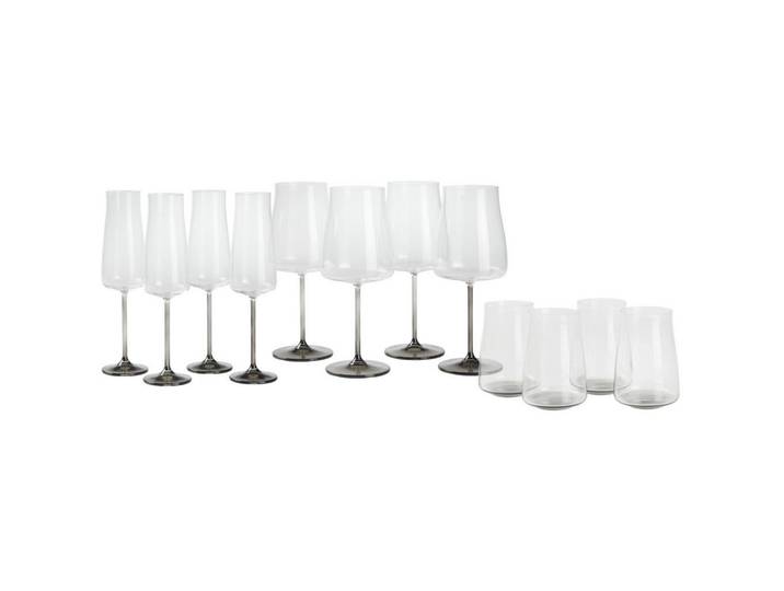 Novel Gläserset, Grau, Transparent, Glas, 12-teilig, 600/400/210 ml, Lfgb, Glas, Gläser-Sets