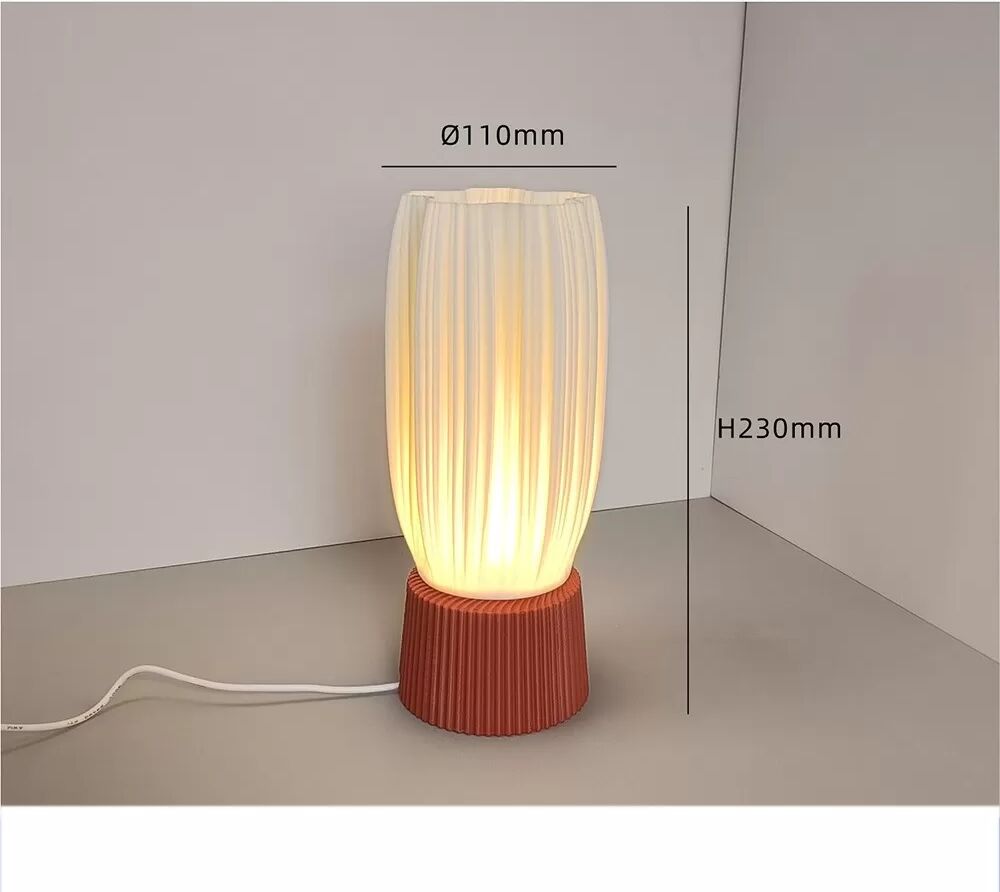 INF USB Dimmbare Tischleuchte mit 3D-gedrucktem Sockel - Nachttischlampe im nordischen Stil