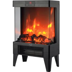 Adler AD 7755 Elektrokamin Schwarz mit 3D Flamme einstellbare Temperatur