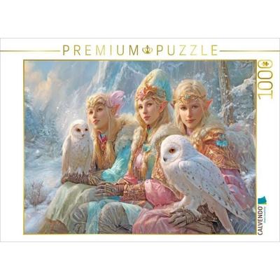 CALVENDO Puzzle Elfen mit Tieren | 1000 Teile Lege-Größe 64x48cm Foto-Puzzle für glückliche Stunden
