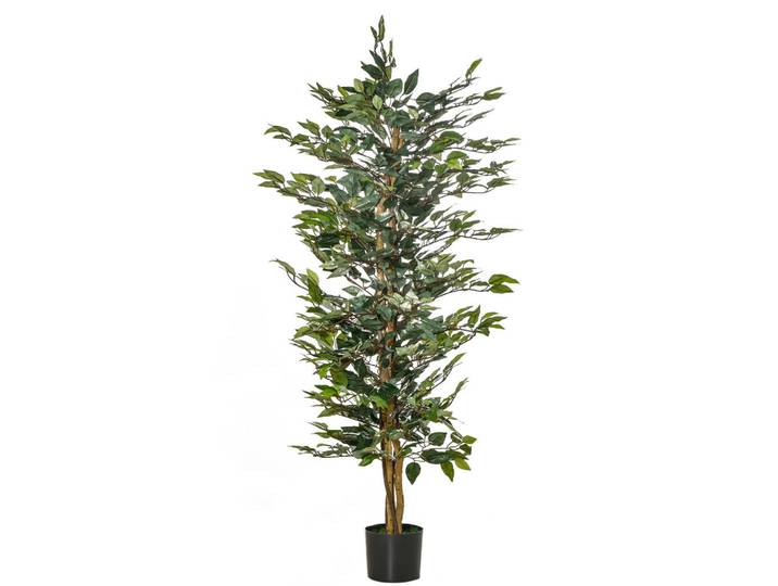Homcom Kunstpflanzen im Topf 150 cm künstlicher Ficus-baum Kunstbaum Zimmerpflanze, Grün, Kunststoff, 150 cm, Dekoration, Blumen & Blumentöpfe, Kunstpflanzen