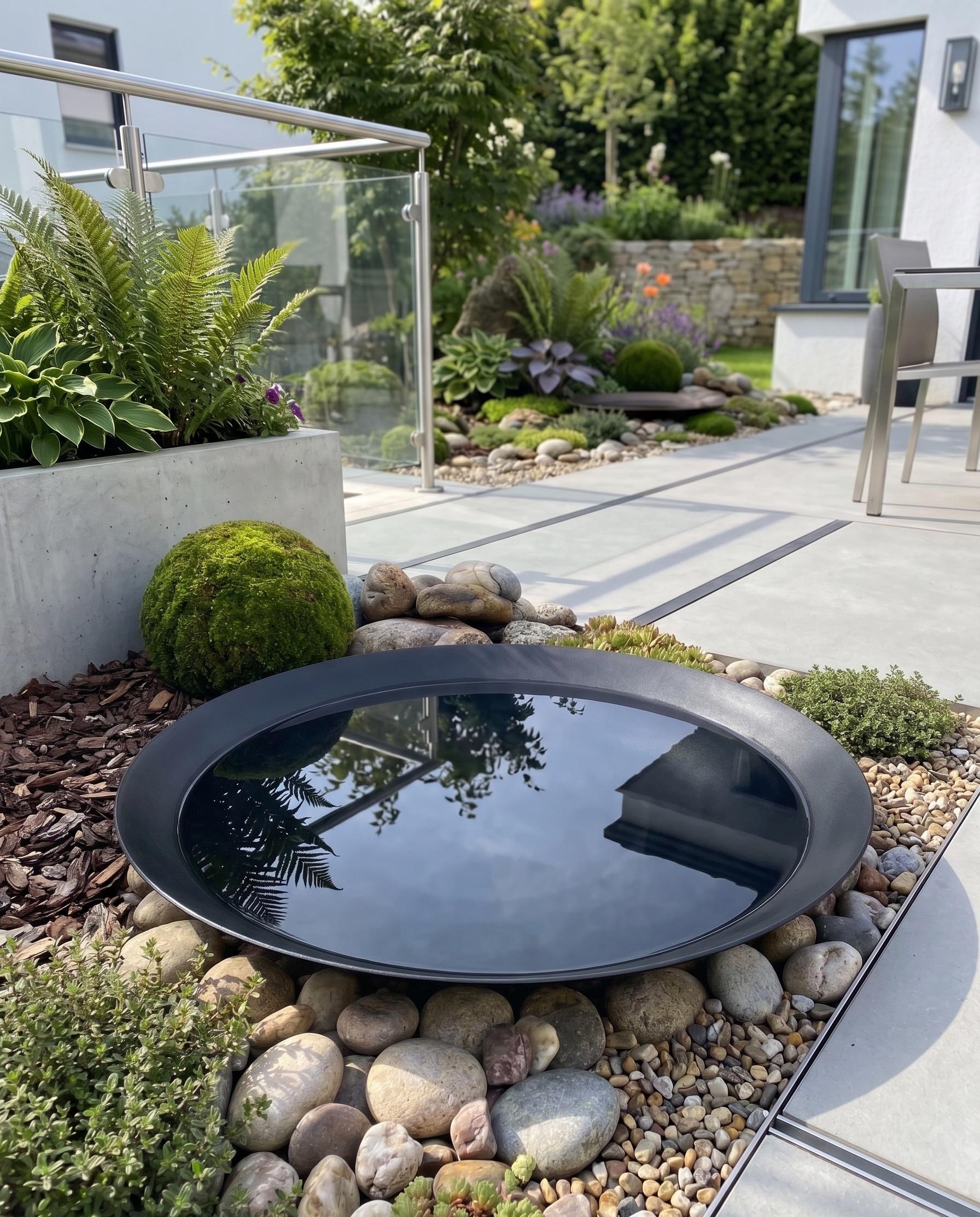 Ella Doris Garten-Wasserschale, Schwarz, Ø 60 cm