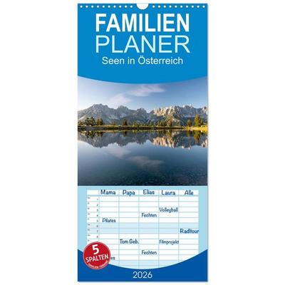 Familienplaner 2026 - Seen in Österreich mit 5 Spalten (Wandkalender, 21 x 45 cm) CALVENDO
