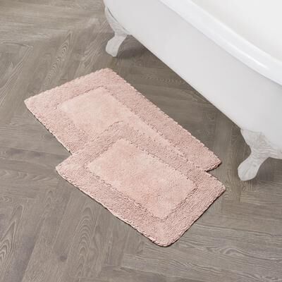 Laura Ashley Ruffle Cotton 2-Piece Bath Rug Set
