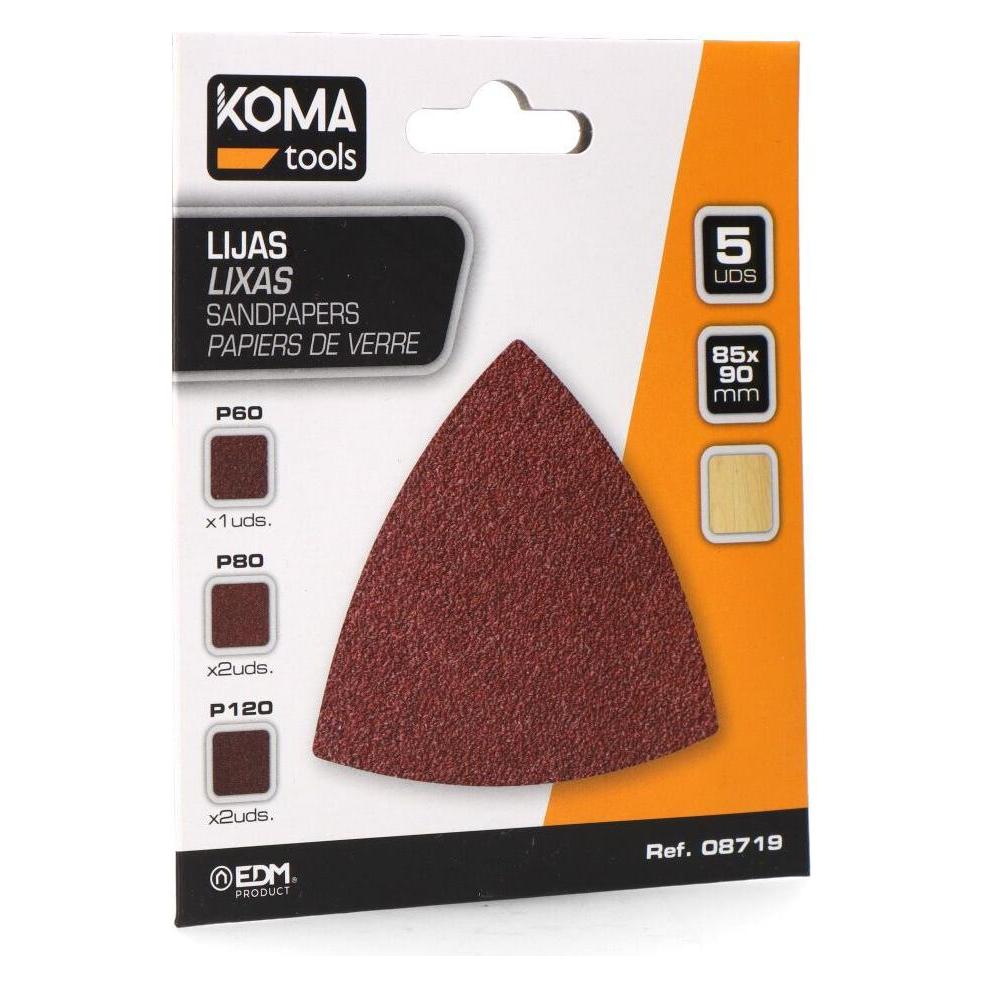 Koma Tools Sandapes für Multi-Tool 08765, Packung mit 5 Stück (120, 60, 80) (49435876)