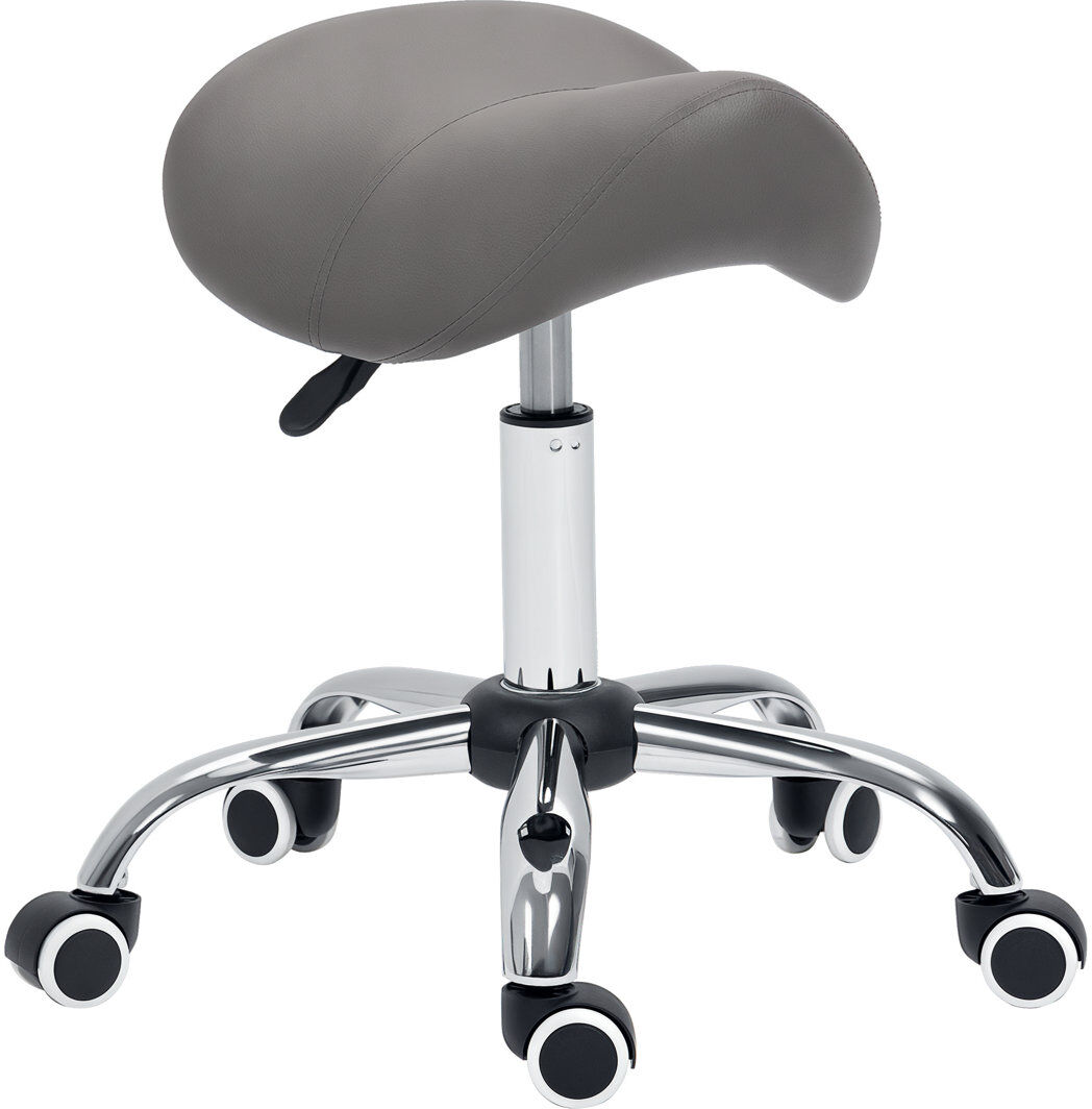Metro Carliyah PU Leather Saddle Stool w/ Moulded Padded Seat Adjustable Height Gray