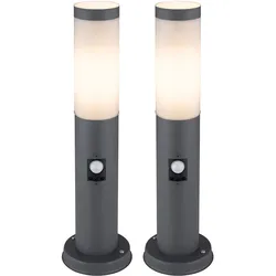 2er Set Außen Sockel Lampen Bewegungsmelder Edelstahl Stand Säulen Garten Terrassen Steh Leuchten