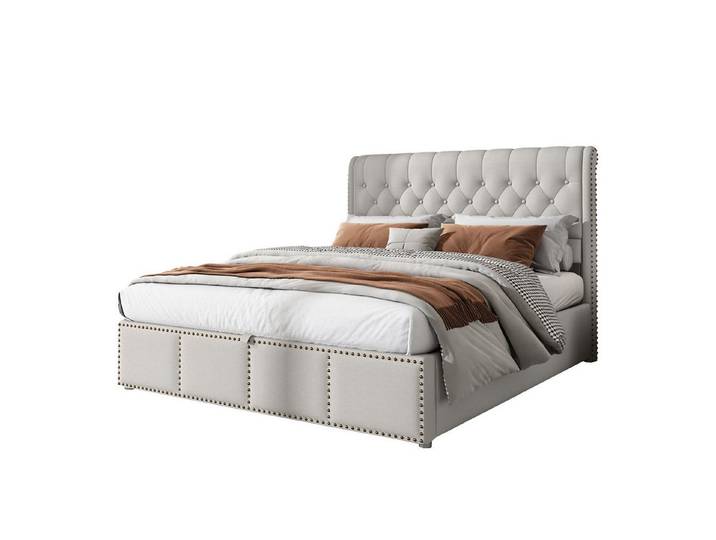 REDOM Polsterbett Doppelbett (140 x 200 cm, ohne Matratze), mit Hydraulikhebel, Aufbewahrung von Bettkästen