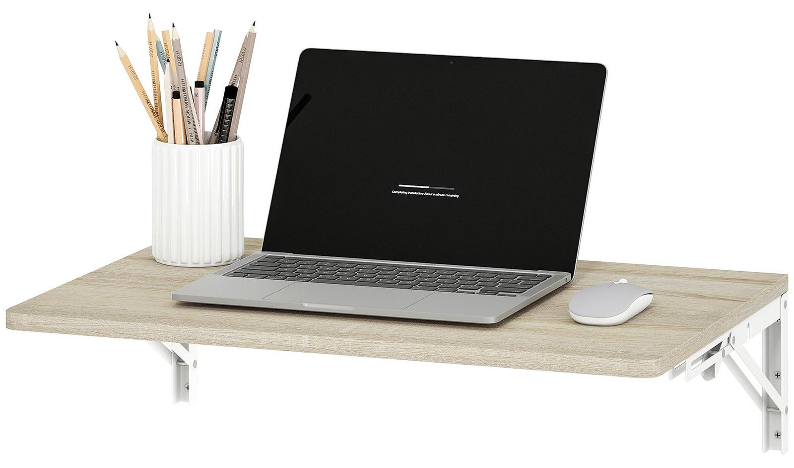 HOMCOM Wandklaptafel, inklapbaar zwevend bureau, eikenhout, B: 40 cm, D: 40 cm, H: 16 cm