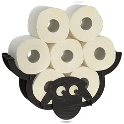 DanDiBo Toilettenpapierhalter Schaf Wand Schwarz Holz Toilettenrollenhalter WC Rollenhalter Ersatzrollenhalter Klopapierhalter