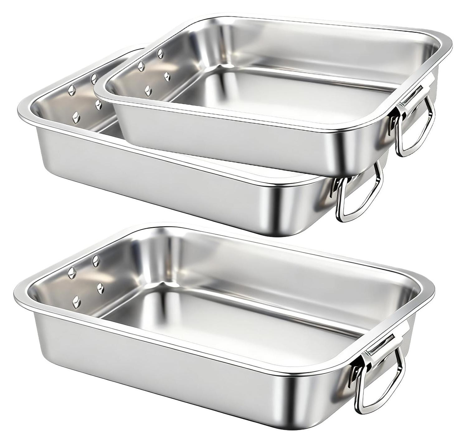 Set van 3 rechthoekige casseroles met handvatten