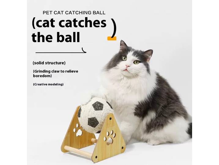 Planche à gratter en bois pour chat, moulin à boules à gratter, griffe enveloppée à la main, corde de chanvre, cadre d'escalade, colonne à gratter, jouet pour chat