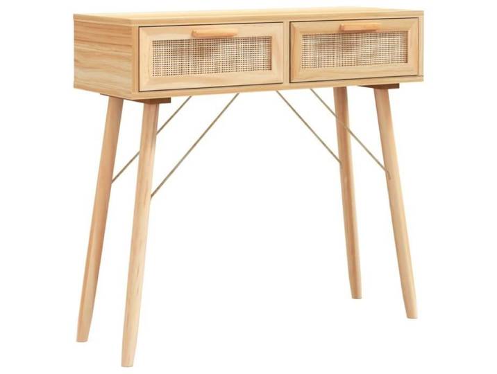 Table console - GAROSA - Marron - Bois massif pin - Rotin naturel - 80x30x75 cm