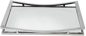 Classic Touch Rectangle Mirror Tray with Silver Walls (2 sizes)