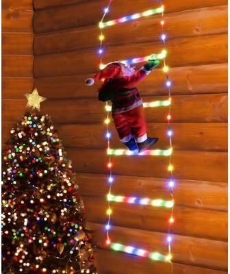 Inspired Finds LED Santa Ladder Climbing Light With 8 Modes USB Powered Christmas Decor 4.92 Ft Color
